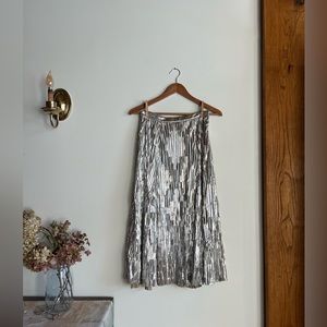 Metallic Silver Swing Skirt